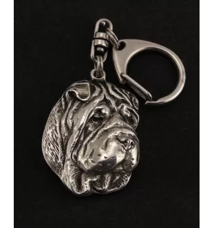 Shar-Pei - Versilberter Schlüsselanhänger mit Hund in einer Geschenkbox, Handtaschenschmuck, Rucksackanhänger der Marke Art-Dog