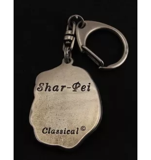 Shar-Pei - Versilberter Schlüsselanhänger mit Hund in einer Geschenkbox, Handtaschenschmuck, Rucksackanhänger der Marke Art-Dog