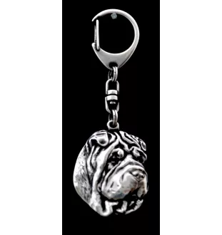 Shar-Pei - Silver-plated key ring with a dog in a gift box, handbag decoration, backpack pendant by Art-Dog brand