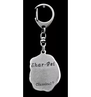 Shar-Pei - Porte-clés argenté avec un chien dans une boîte cadeau, décoration de sac à main, pendentif de sac à dos par la marque Art-Dog