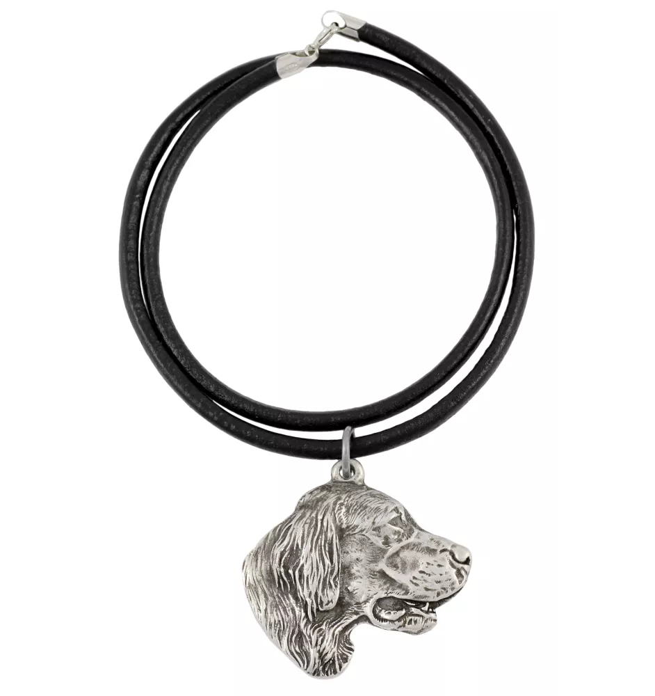 English Setter, Englischer Setter - Halskette mit Hund, versilberter Anhänger für Hundefans, einzigartiger Schmuck der Marke Art-Dog