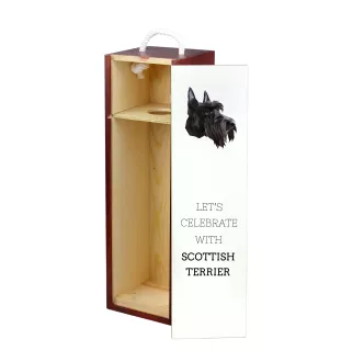 Terrier écossais, Scottish terrier - une boîte géométrique avec une photo et un texte pour le vin de la marque Art-Dog