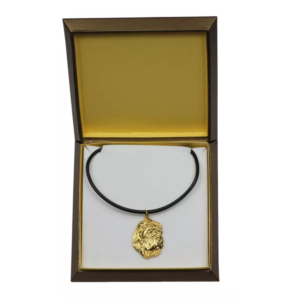 Shar Pei - Hundehalsband in Geschenkbox, vergoldeter Anhänger für Hundefans, auffälliger Schmuck von Art-Dog