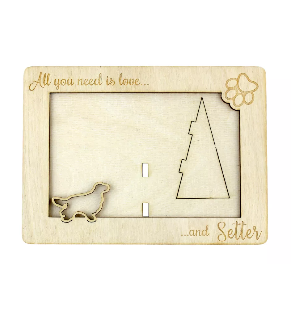 Setter anglais, Setter laverack - Cadre photo, cadre en bois gravé, un joli gadget pour l'amoureux des chiens par Art-Dog