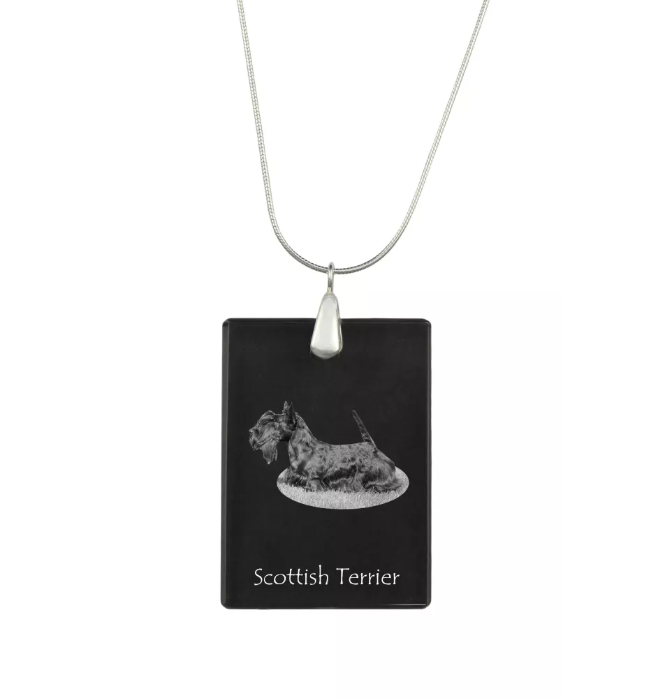 Terrier écossais, Scottish terrier - Pendentif en cristal avec chien, collier en argent avec photo, pendentif personnalisé par la marque Art-Dog