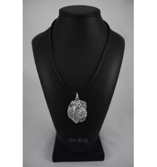 Shar Pei - Hundehalsband in Geschenkbox, versilbertes Medaillon für Hundefans, markanter Anhänger der Marke Art-Dog