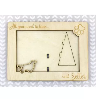 Setter anglais, Setter laverack - Cadre photo, cadre en bois gravé, un joli gadget pour l'amoureux des chiens par Art-Dog