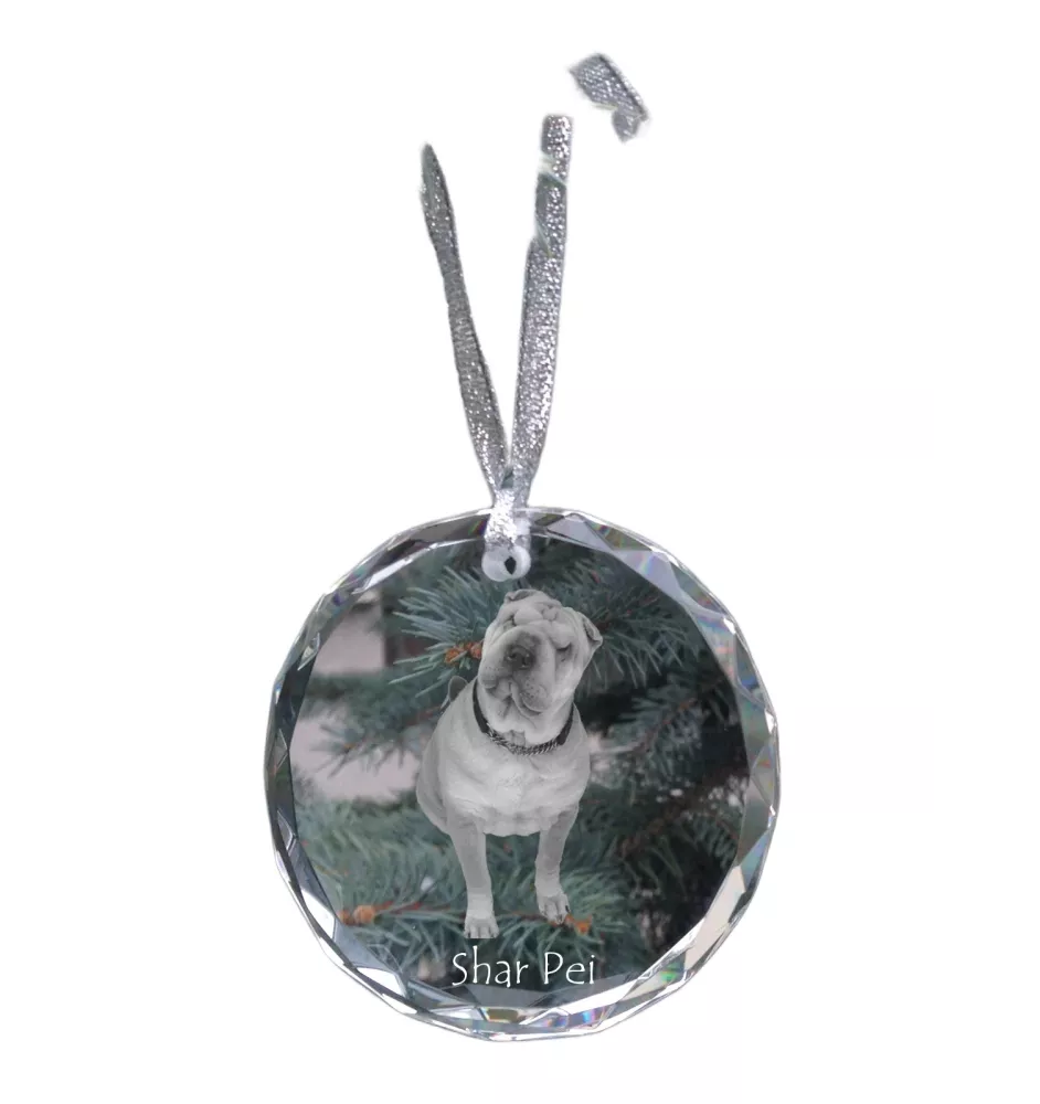 Shar Pei - Kristallkugel mit Foto, Hundebild im Kristall, personalisierter Christbaumschmuck von Art-Dog.