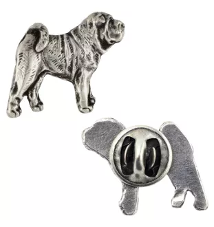 Shar Pei  - Broche chien argentée, épingle élégante, décoration de revers de veste par la marque Art-Dog