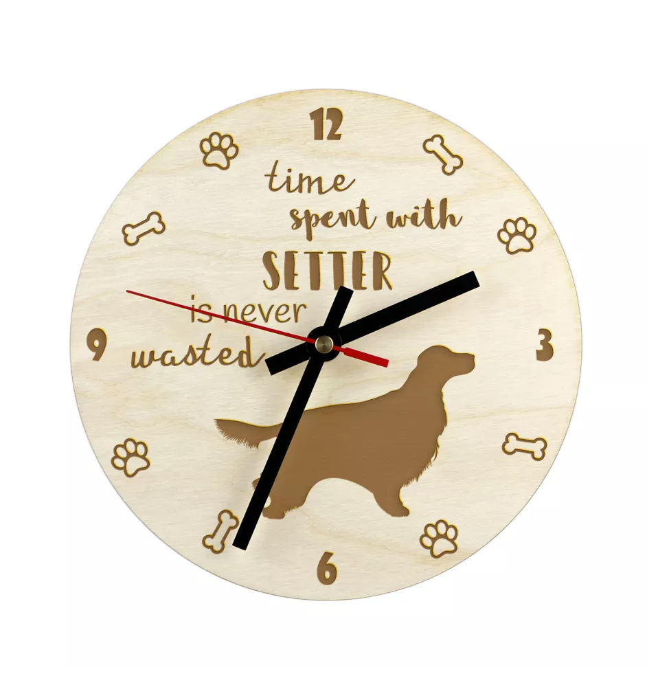English setter, Lawerack, Laverack - clock with dog, wooden clock with engraving, personalised clock by Art-Dog