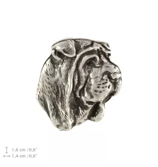 Shar Pei II  - Broche chien argentée, épingle élégante, décoration de revers de veste par la marque Art-Dog