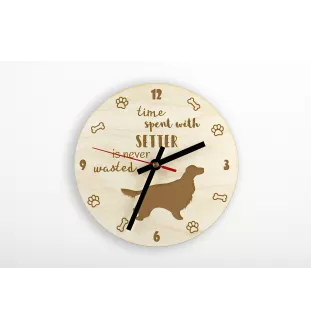 English setter, Lawerack, Laverack - clock with dog, wooden clock with engraving, personalised clock by Art-Dog