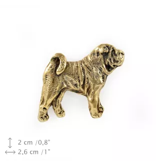 Shar Pei - Dog brooch in decorative box, elegant gold-plated pin, Art-Dog brand jacket pin