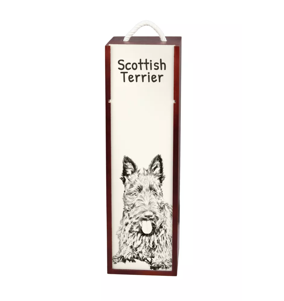 Terrier écossais, Scottish terrier - boîte à vin avec chien, boîte à alcool avec graphisme, boîte cadeau personnalisée de la marque Art-Dog