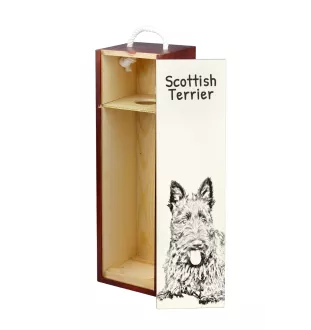 Terrier écossais, Scottish terrier - boîte à vin avec chien, boîte à alcool avec graphisme, boîte cadeau personnalisée de la marque Art-Dog