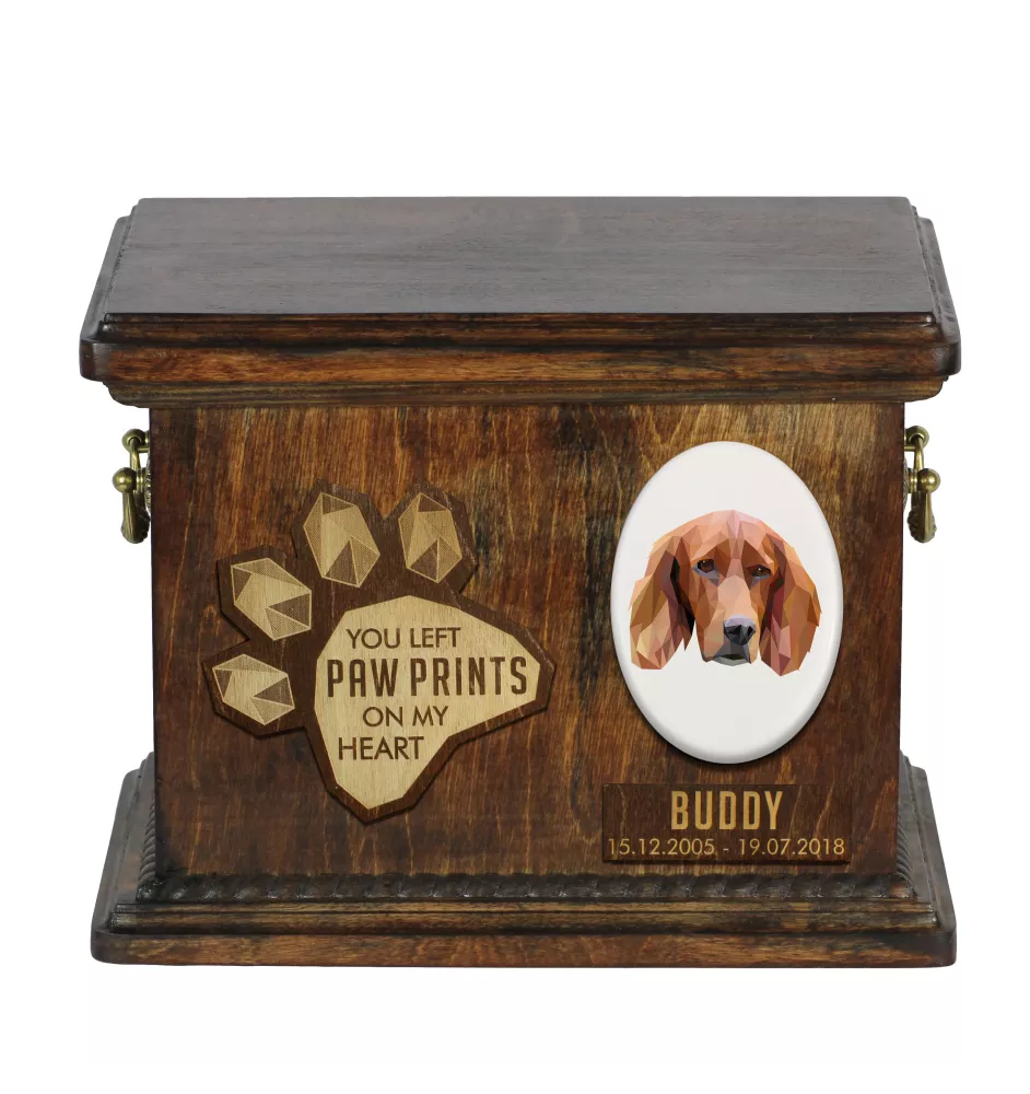 English setter, Lawerack, Laverack - urn for dog ashes, personalized urn with engraving, commemorative box for dog ashes by Art-Dog brand