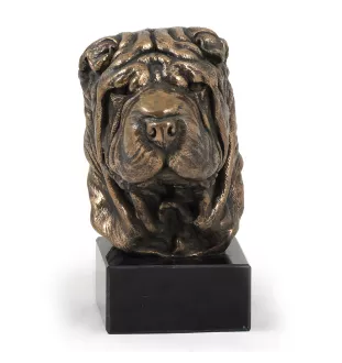 Shar Pei - Statue de chien, buste sur socle en pierre, sculpture, trophée pour exposition canine par la marque Art-Dog
