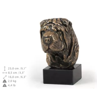 Shar Pei - Hundestatue, Büste auf Steinsockel, Skulptur, Trophäe für Hundeausstellung der Marke Art-Dog