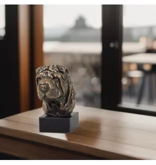 Shar Pei - Dog statue, bust on stone base, sculpture, trophy for dog show by Art-Dog brand