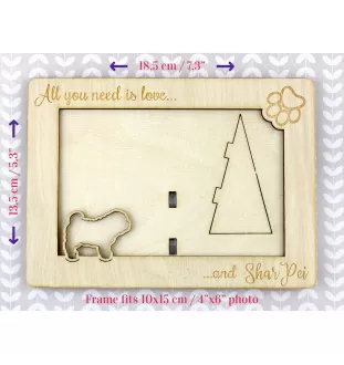 Shar Pei - Photo frame, engraved wooden frame, a lovely gadget for the dog lover by Art-Dog