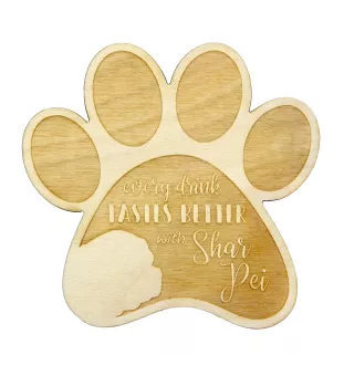 Shar Pei - Tasse Untersetzer, graviert Untersetzer mit Hund, Geschenk für Hundeliebhaber von Art-Dog Marke