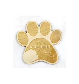 Shar Pei - Mug coaster, engraved coaster with dog, gift for dog lover by Art-Dog brand