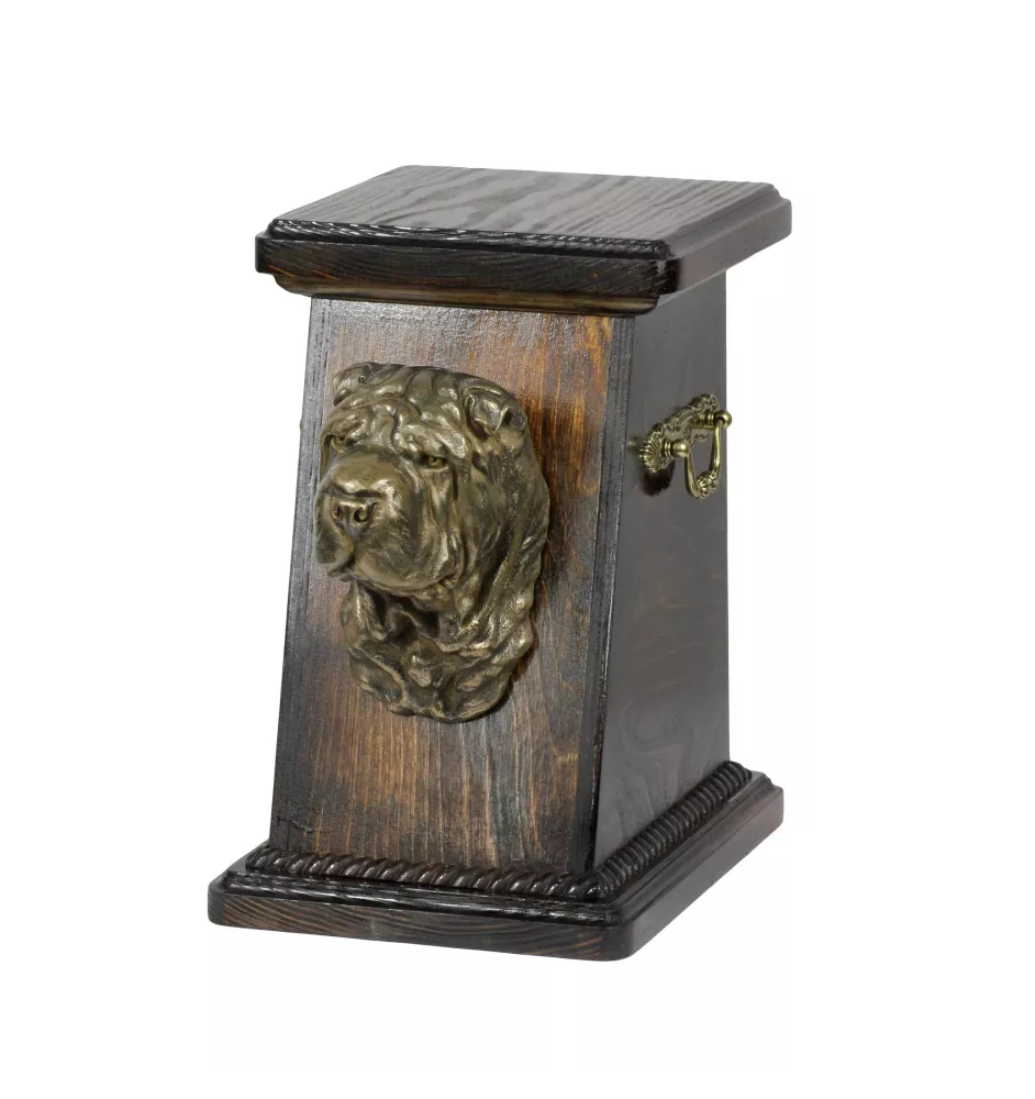 Shar Pei eine Ascheurne für Hunde, eine elegante Urne mit einer Statue, eine Gedenkurne mit dem Porträt eines Hundes von der Marke Art-Dog