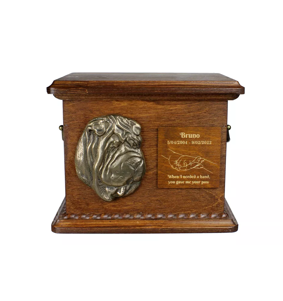 Shar Pei Personalisierte Hundeurne mit Gravur und Relief, Erinnerungsbox für Hundeknochen von der Marke Art-Dog