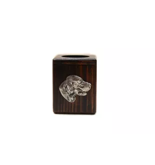 English setter, Lawerack, Laverack - wooden candle holder with a dog, a unique souvenir after losing a dog, a handicraft from the Art-Dog brand