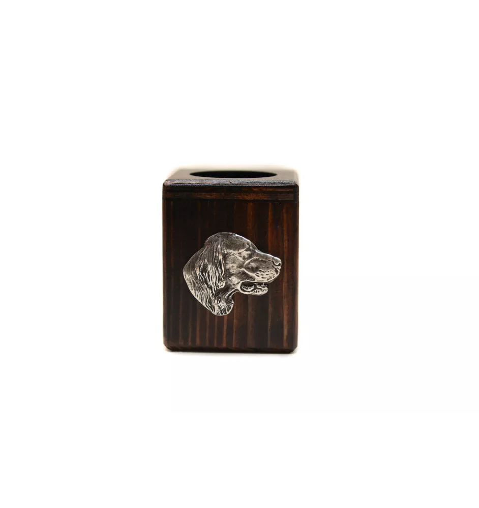 English setter, Lawerack, Laverack - wooden candle holder with a dog, a unique souvenir after losing a dog, a handicraft from the Art-Dog brand
