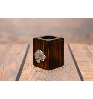 Setter anglais, Setter laverack - bougeoir en bois avec un chien, un souvenir unique après la perte d'un chien, une œuvre artisanale de la marque Art-Dog