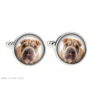 Shar Pei spinka do mankietów w pudełku ze zdjęciem Art-Dog