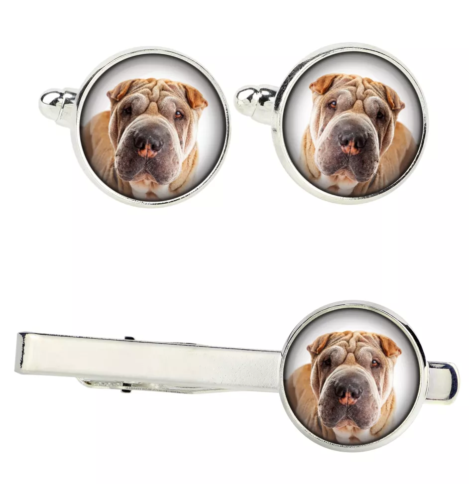 Shar Pei - Boutons de manchette et cravate avec votre photo, accessoire de costume, bijoux pour hommes de la marque Art-Dog.