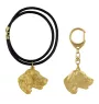 Setter anglais, Setter laverack - porte-clés et collier avec chien dans une boîte, produit plaqué or de haute qualité, marque Art-Dog