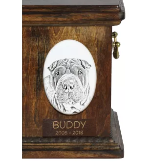 Shar Pei - une plaque commémorative avec une photo de chien, une plaque funéraire avec une impression, une plaque ovale personnalisée de la marque Art-Dog