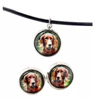 English setter, Lawerack, Laverack - jewelry with your photo box, set of necklace and earrings, personalized products from the Art-Dog brand