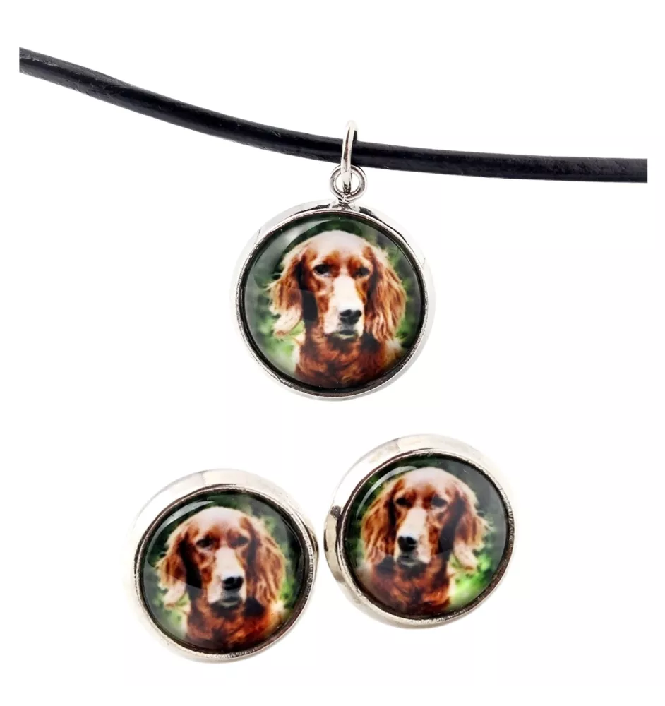 Setter anglais, Setter laverack - boîte à bijoux avec votre photo, ensemble collier et boucles d'oreilles, produits personnalisés de la marque Art-Dog