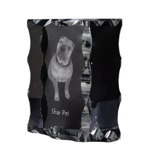 Shar Pei - crystal with a picture of a dog, glass statuette with a picture, unique frame with a picture from Art-Dog brand
