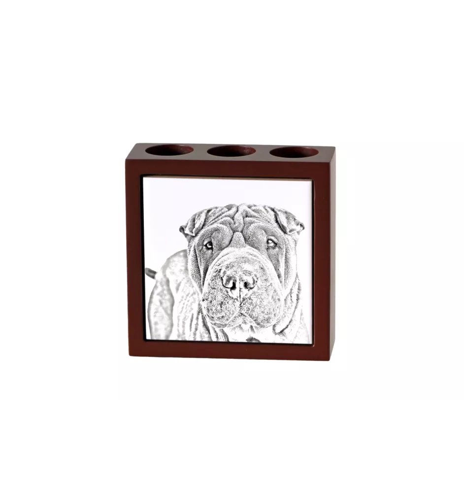 Shar Pei - pen holder with a dog, desk organizer with a print, personalized desk decoration from the Art-Dog brand.