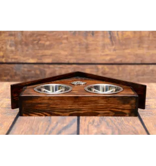 English setter, Lawerack, Laverack - wooden stand with bowls for a dog, decorative dog bowls, a gift for adopting a dog from the Art-Dog brand