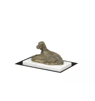 English Setter, Englischer Setter - Hundestatue, Figur auf weißem Marmor, Trophäe für die Art-Dog-Hundeaustellung