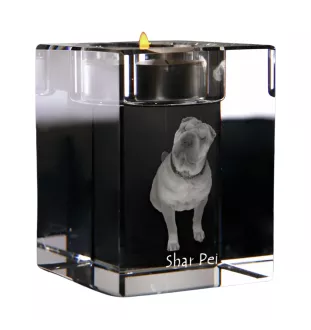 Shar Pei - Kerzenhalter mit Hundefoto, Teelichthalter aus Kristall, personalisiertes Geschenk der Marke Art-Dog