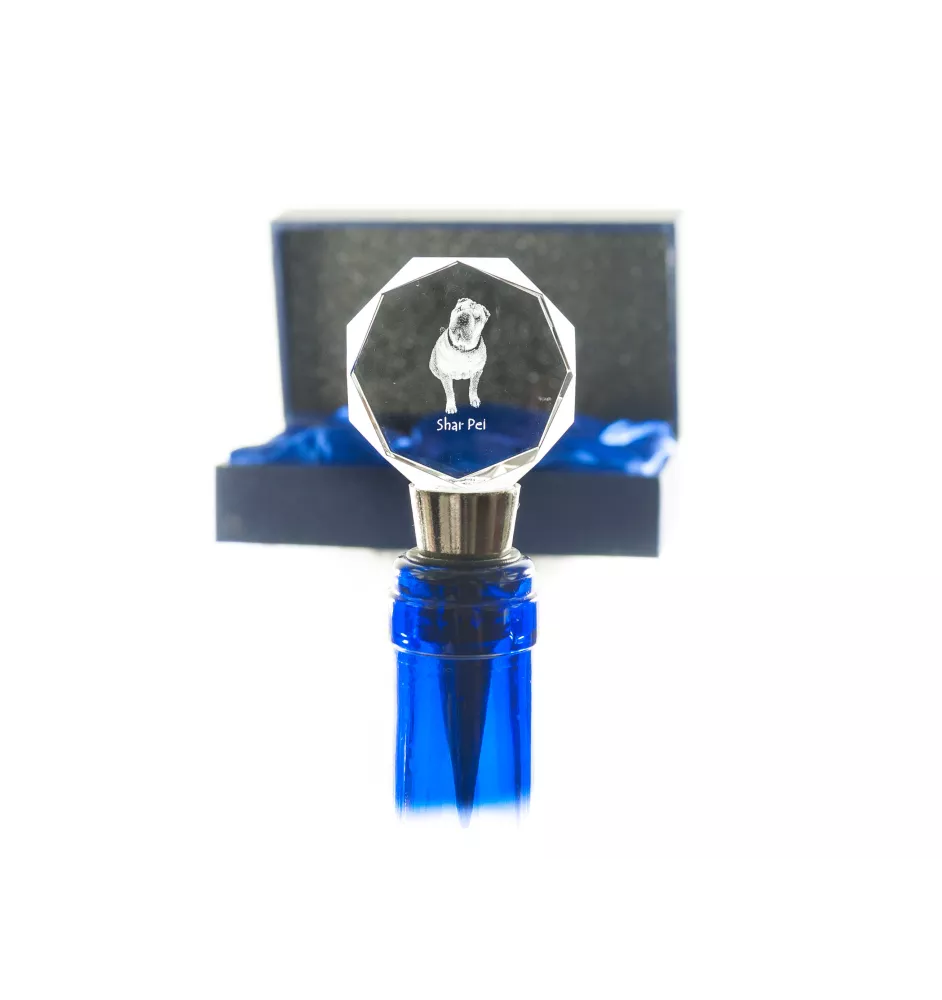 Shar Pei - Bottle stopper, crystal wine stopper with photo, personalised gift for bartender by Art-Dog brand