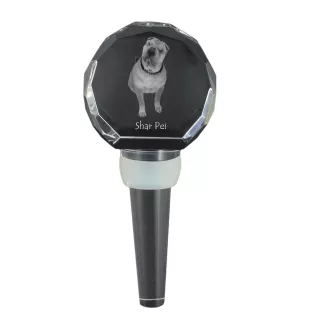 Shar Pei - Crystal bottle stopper, unique wine stopper with photo, personalised gift for sommelier by Art-Dog brand