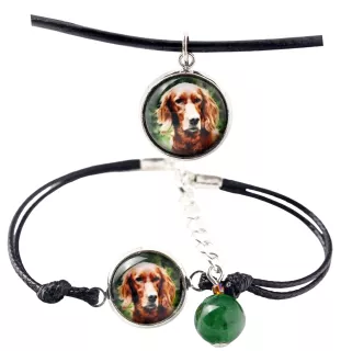 English setter, Lawerack, Laverack - a set of jewelry with your photo, handmade set, bracelet and necklace by Art.-Dog brand