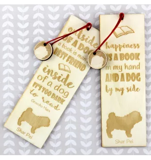 Shar Pei - marque-page pour livre avec chien, marque-page personnalisé, accessoire canin pour les lecteurs de la marque Art-Dog