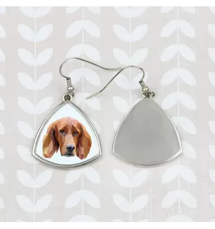 English Setter, Englischer Setter - Ohrringe mit einem Bild und dem Schriftzug "Geometrischer Hund" von Art-Dog