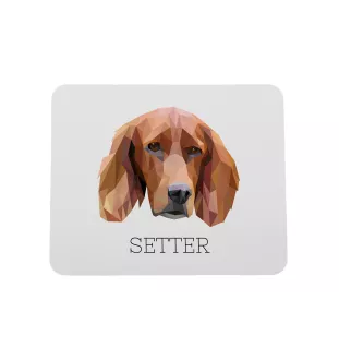 English Setter, Englischer Setter - geometrisches Mauspad mit Bild und Aufschrift von Art-Dog