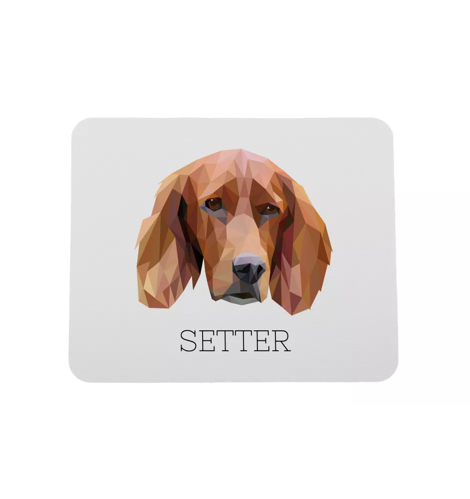 Setter anglais, Setter laverack - tapis de souris géométrique avec photo et inscription Art-Dog
