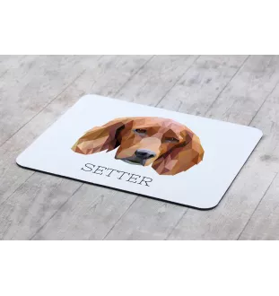 Setter anglais, Setter laverack - tapis de souris géométrique avec photo et inscription Art-Dog